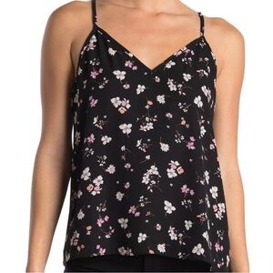 NWOT! Abound Black V-Neck Lined Camisole White & Pink Floral - Size XS 🎞️